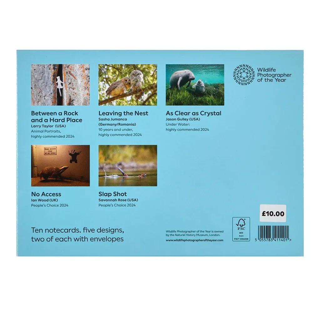 NHM Shop Cute Notecard Set: Wildlife Photographer of the Year 60 Clearance